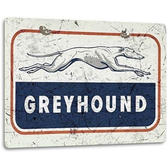 Other - Greyhound Logo Bus Stop Station Line Retro Vintage Look Wall Tin Sign 8x12in